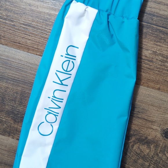 Calvin Klein Color Block Track Jacket, Spell Out, Hidden Hood, Vented Back, Med - Picture 4 of 15